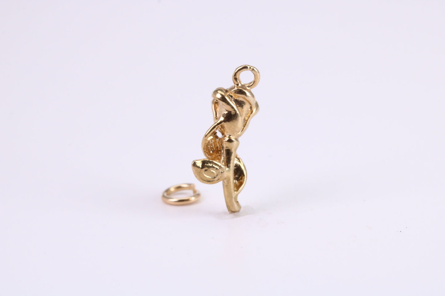 Mothers Day Rose Flower Charm, Traditional Charm, Made from Solid Yellow Gold, British Hallmarked, Complete with Attachment Link