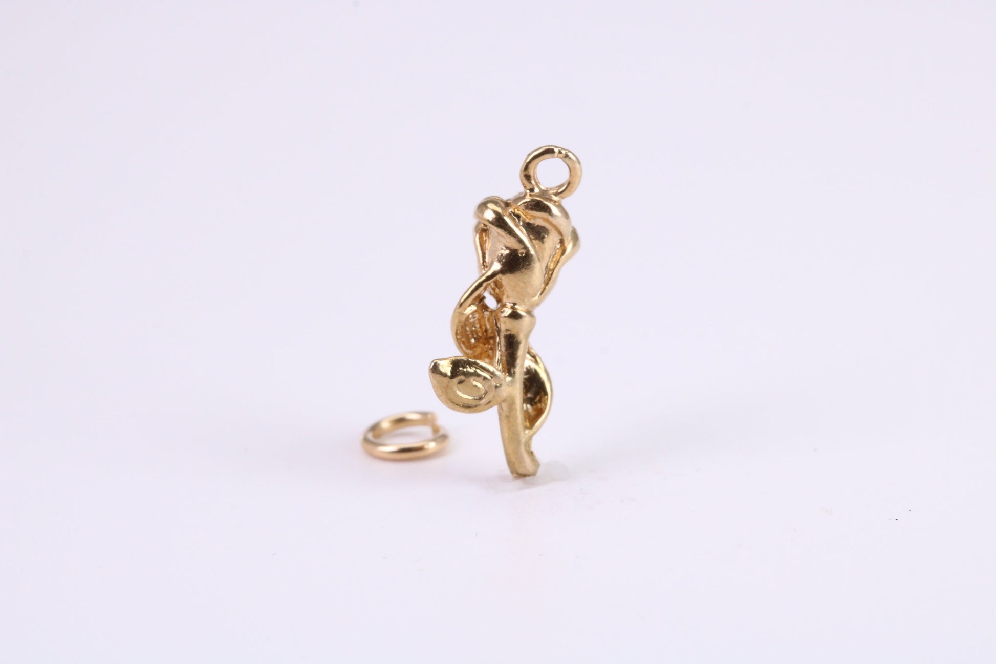Mothers Day Rose Flower Charm, Traditional Charm, Made from Solid Yellow Gold, British Hallmarked, Complete with Attachment Link