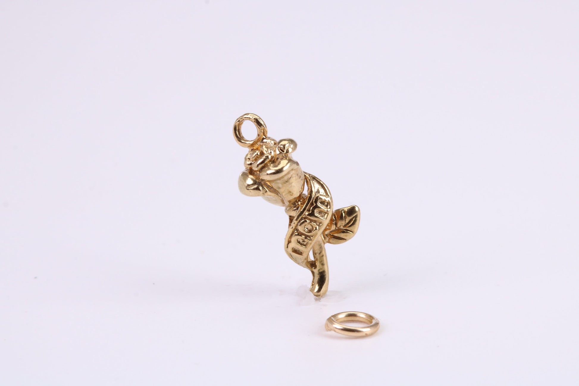 Mothers Day Rose Flower Charm, Traditional Charm, Made from Solid Yellow Gold, British Hallmarked, Complete with Attachment Link