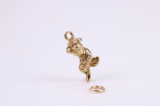Mothers Day Rose Flower Charm, Traditional Charm, Made from Solid Yellow Gold, British Hallmarked, Complete with Attachment Link