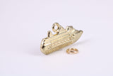 Cruise Ship Charm, Traditional Charm, Made from Solid Yellow Gold, British Hallmarked, Complete with Attachment Link