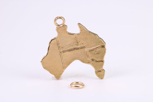 Australia Charm, Traditional Charm, Made from Solid Yellow Gold, British Hallmarked, Complete with Attachment Link