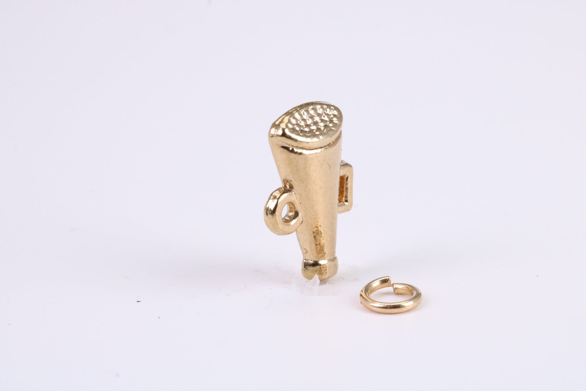 Vintage Megaphone Charm, Traditional Charm, Made from Solid Yellow Gold, British Hallmarked, Complete with Attachment Link