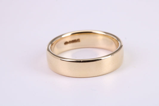 5 mm Wide Simple Comfort Court Profile Wedding Band, Made from Solid Yellow Gold, British Hallmarked