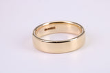 5 mm Wide Simple Comfort Court Profile Wedding Band, Made from Solid Yellow Gold, British Hallmarked