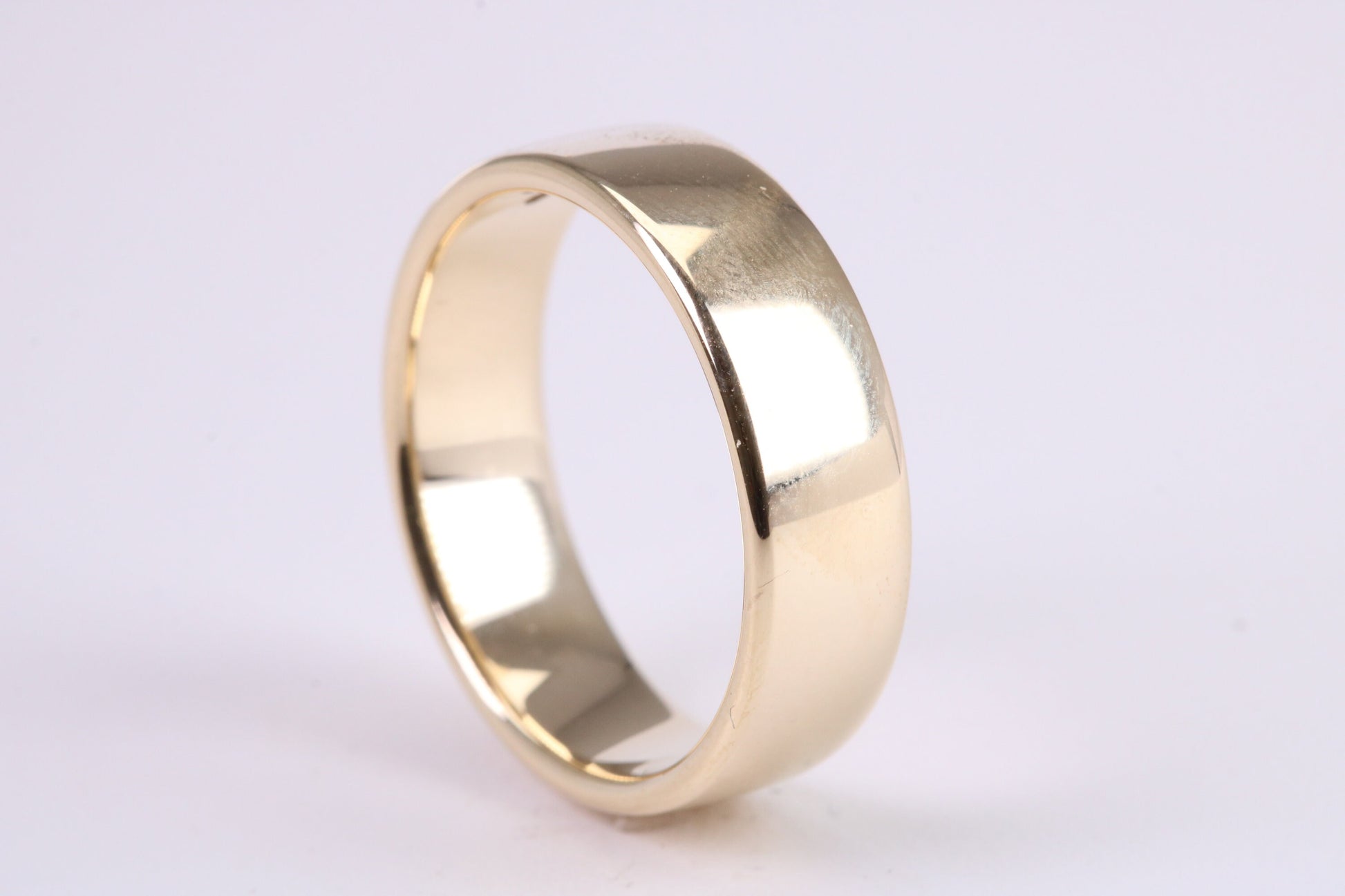 6 mm Wide Simple Comfort Court Profile Wedding Band, Made from Solid Yellow Gold, British Hallmarked