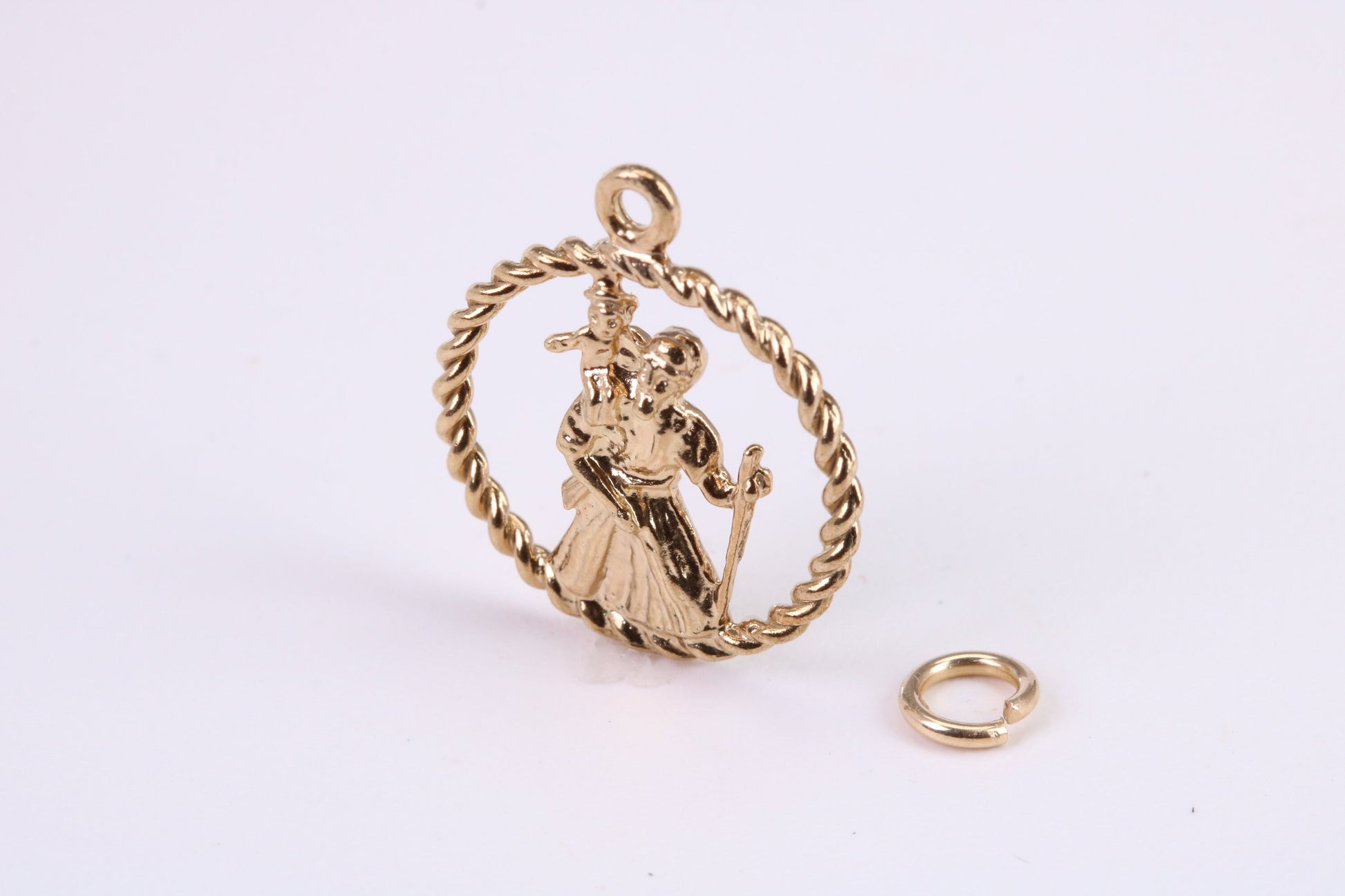 St Christopher Necklace Together with 18 Inch Long Chain, Made from Solid Yellow Gold, British Hallmark