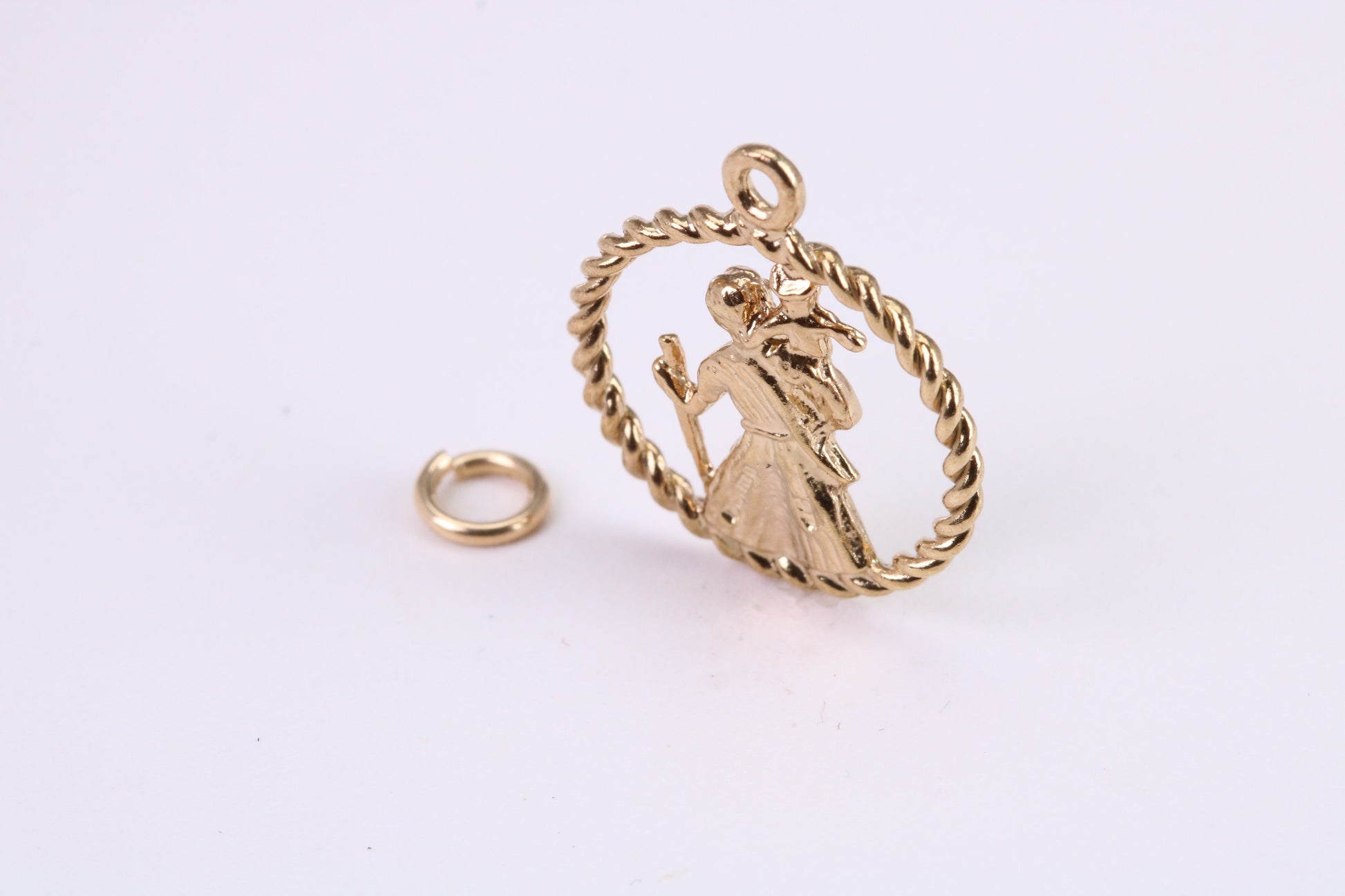 St Christopher Necklace Together with 18 Inch Long Chain, Made from Solid Yellow Gold, British Hallmark