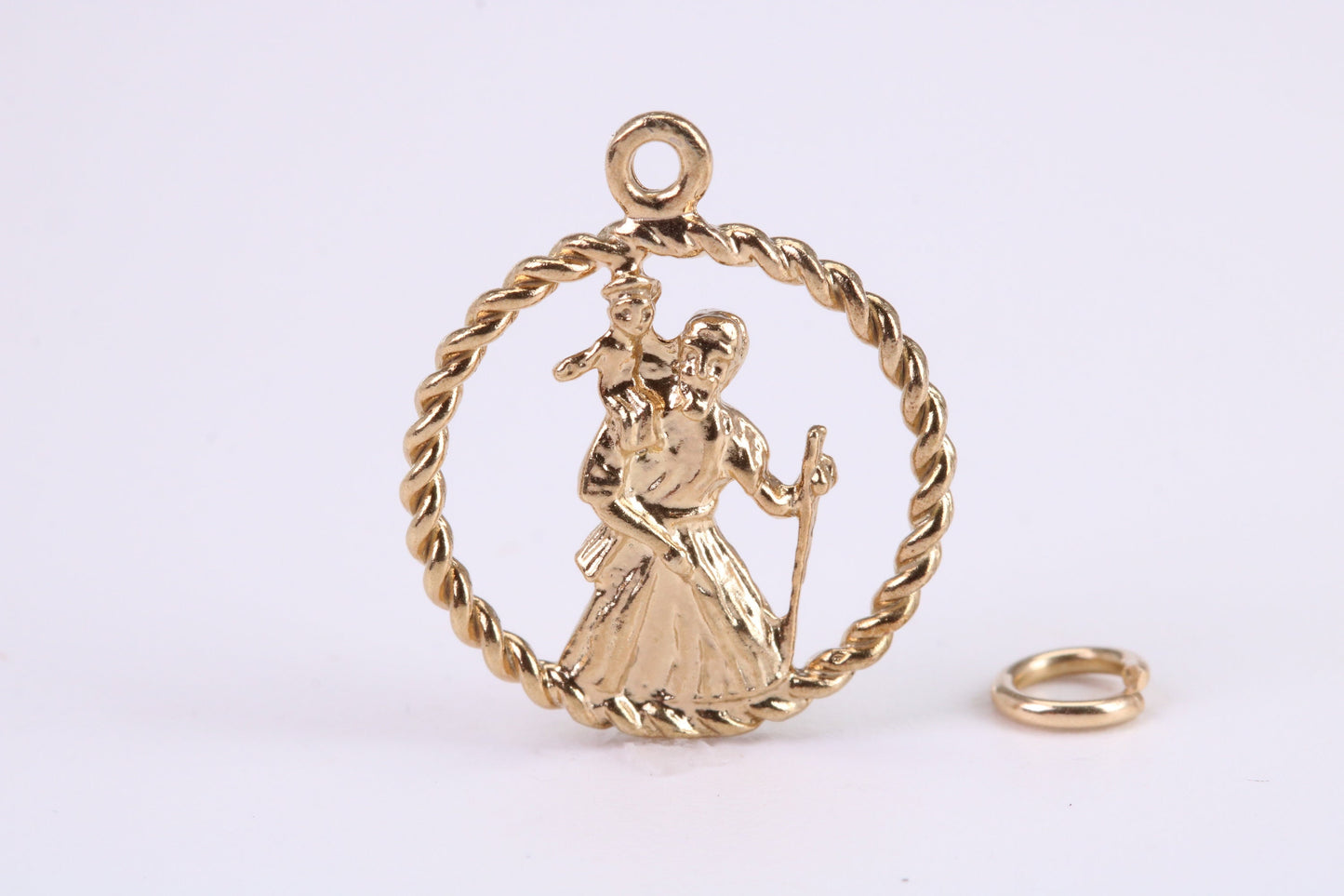 St Christopher Necklace Together with 18 Inch Long Chain, Made from Solid Yellow Gold, British Hallmark