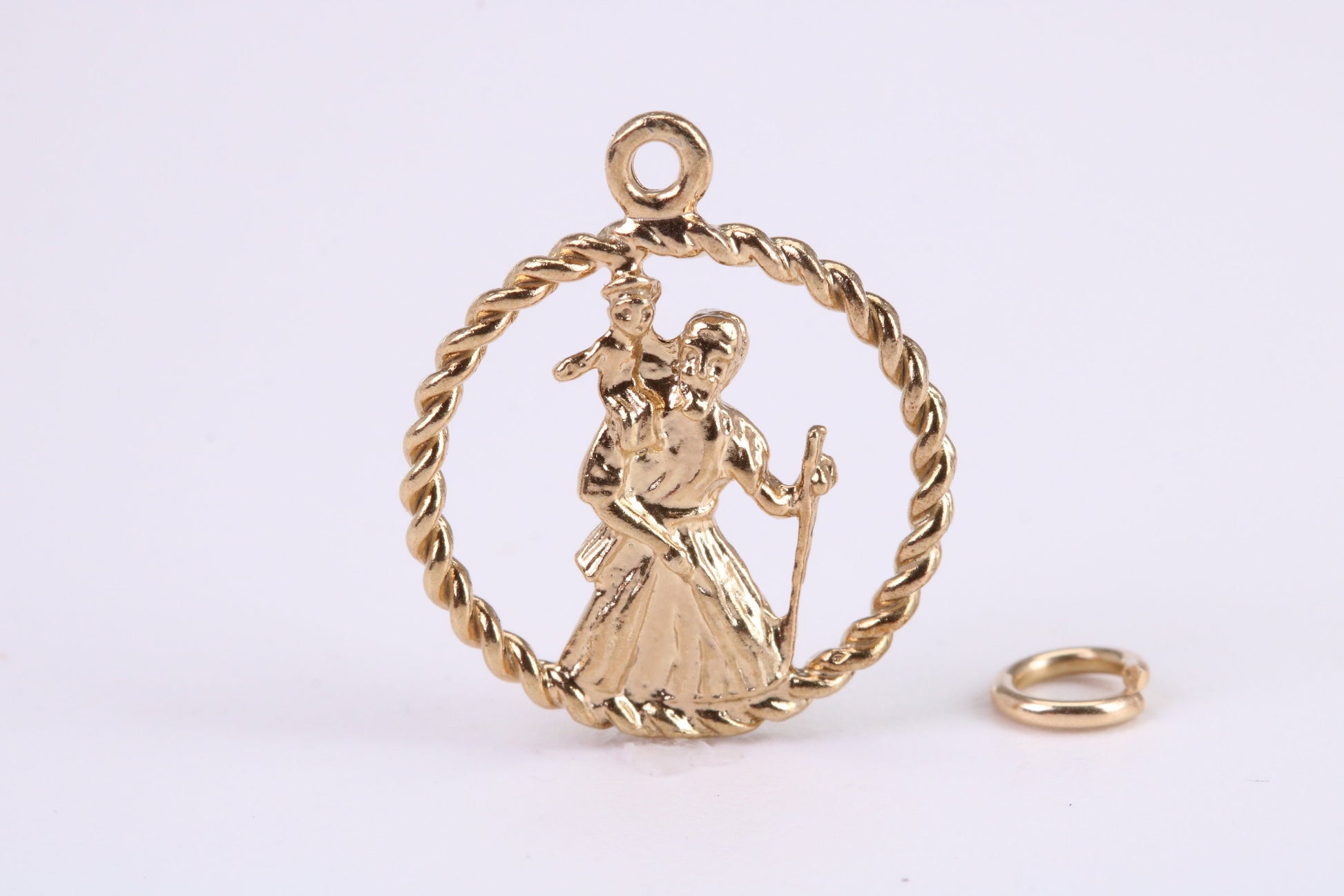 St Christopher Necklace Together with 18 Inch Long Chain, Made from Solid Yellow Gold, British Hallmark