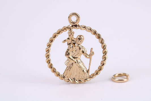 St Christopher Necklace Together with 18 Inch Long Chain, Made from Solid Yellow Gold, British Hallmark