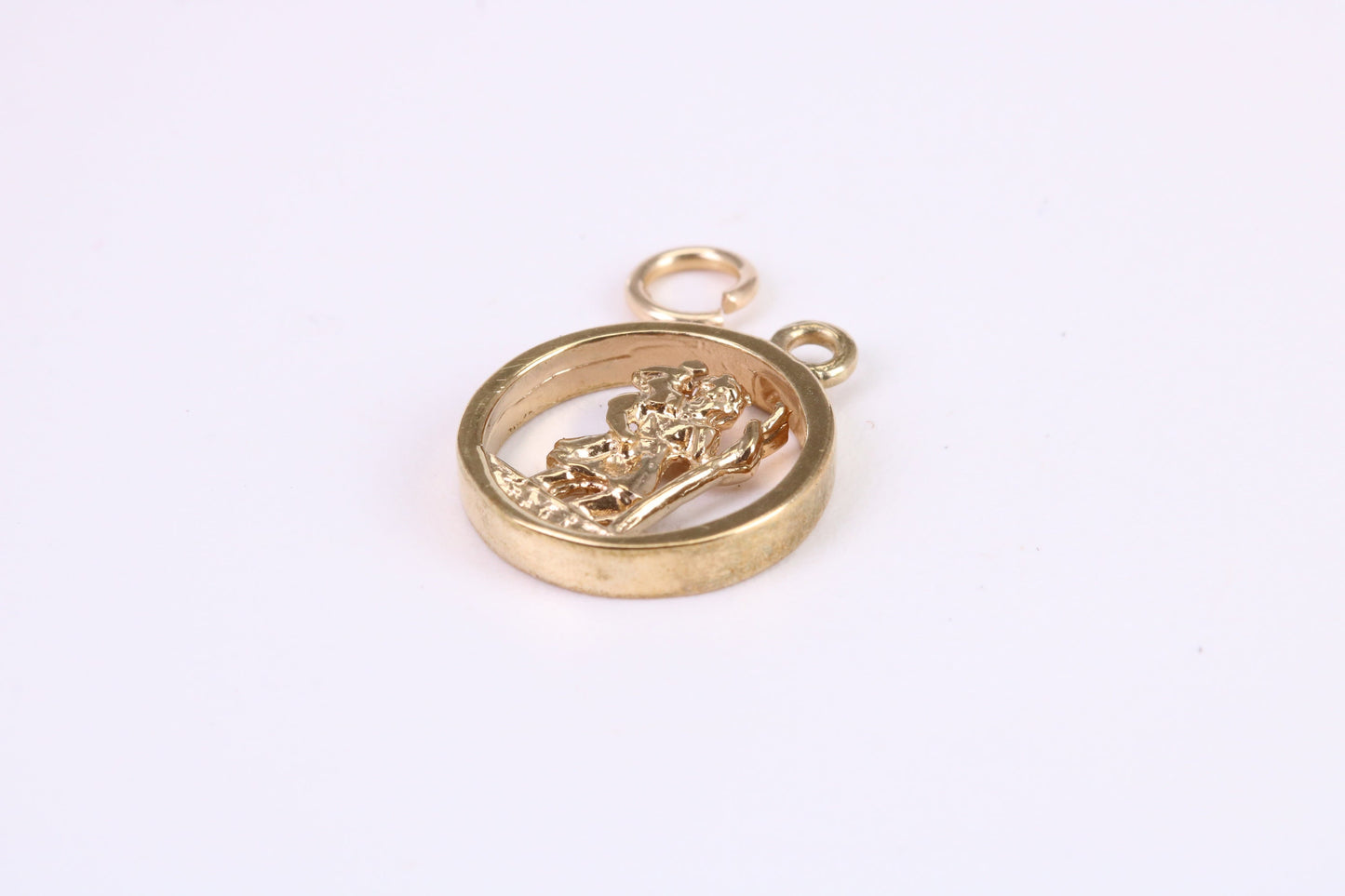 Round St Christopher Necklace Together with 18 Inch Long Chain, Made from Solid Yellow Gold, British Hallmark