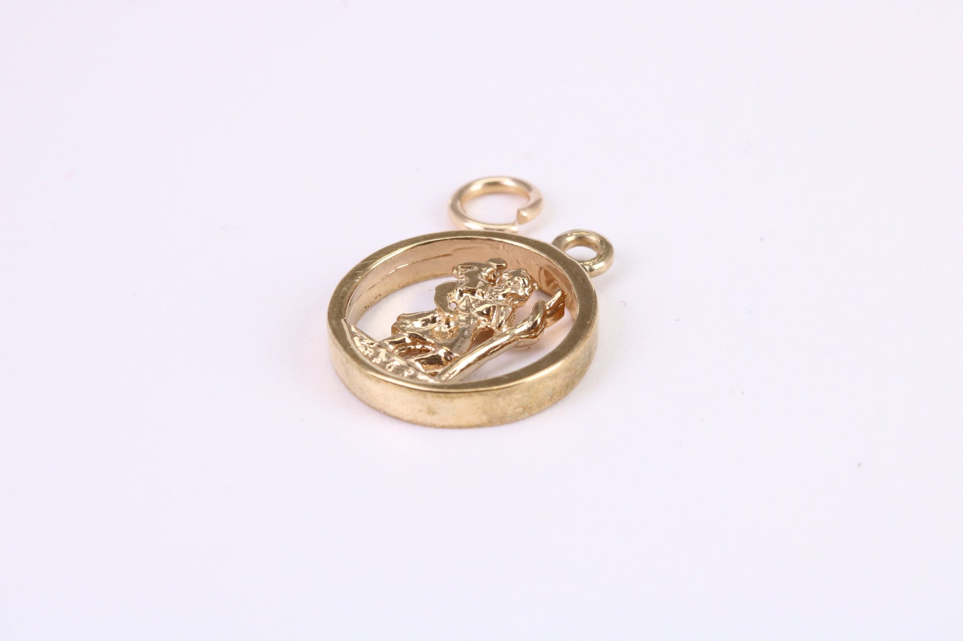 Round St Christopher Necklace Together with 18 Inch Long Chain, Made from Solid Yellow Gold, British Hallmark