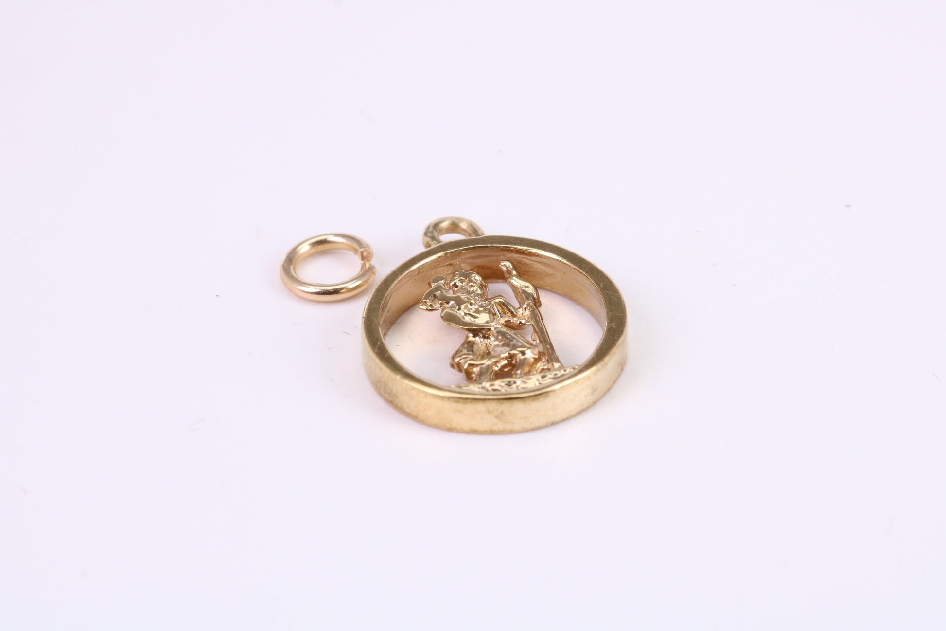 Round St Christopher Necklace Together with 18 Inch Long Chain, Made from Solid Yellow Gold, British Hallmark