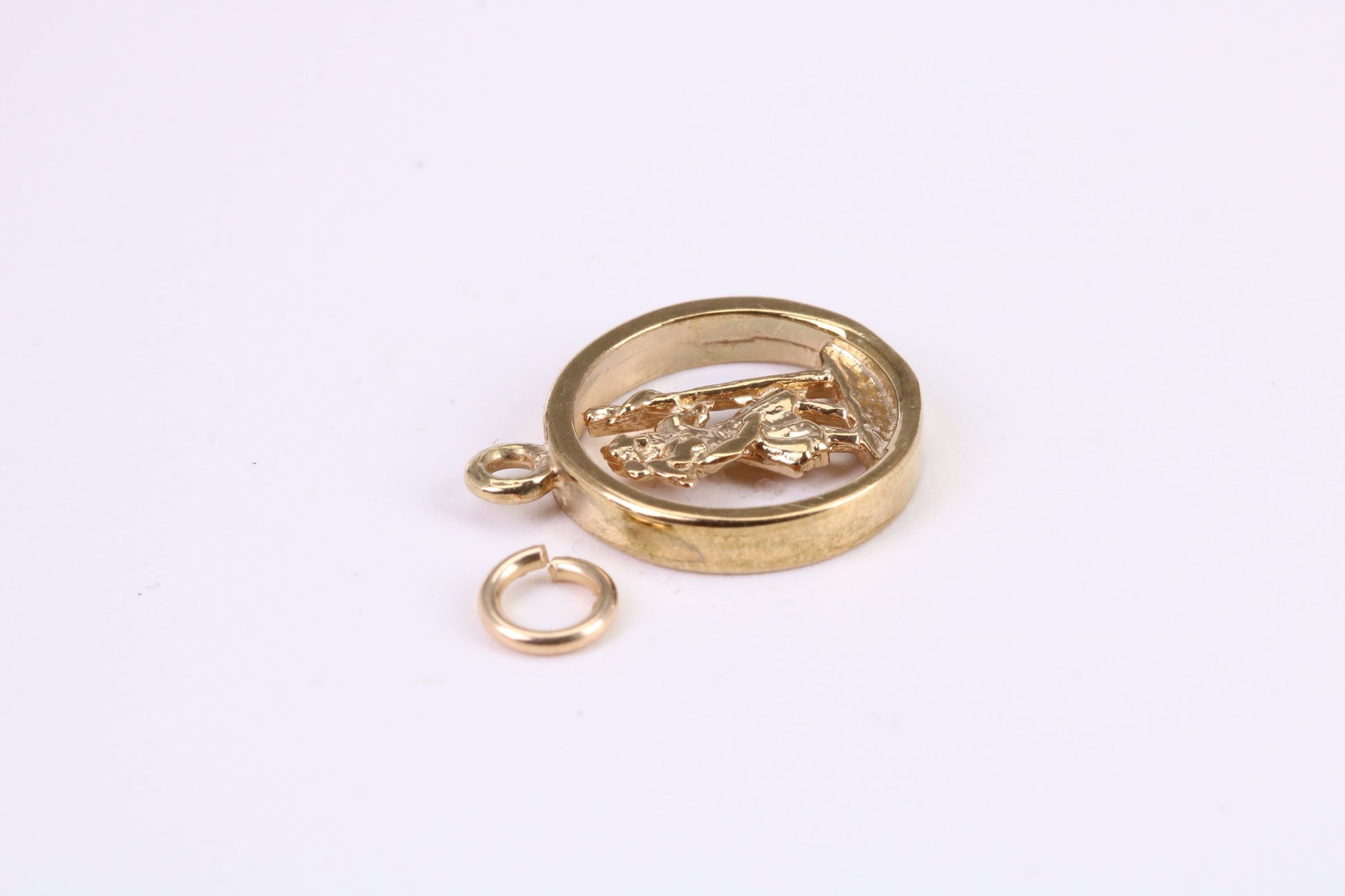 Round St Christopher Necklace Together with 18 Inch Long Chain, Made from Solid Yellow Gold, British Hallmark