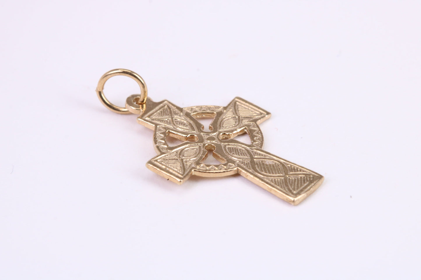 25 mm Long Celtic Cross Necklace Together with 18 Inch Long Chain, Made from Solid Yellow Gold, British Hallmarked