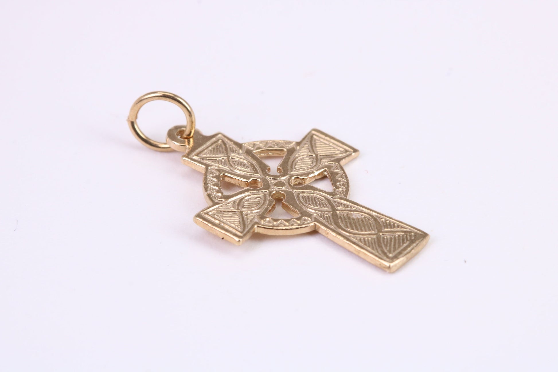 25 mm Long Celtic Cross Necklace Together with 18 Inch Long Chain, Made from Solid Yellow Gold, British Hallmarked