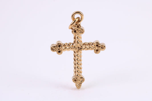 26 mm Long Chunky Cross Necklace Together with 18 Inch Long Chain, Made from Solid Yellow Gold, British Hallmarked