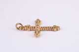 26 mm Long Chunky Cross Necklace Together with 18 Inch Long Chain, Made from Solid Yellow Gold, British Hallmarked