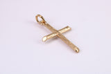 26 mm Long Gold Cross Necklace Together with 18 Inch Long Chain, Made from Solid Yellow Gold, British Hallmarked