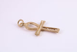 28 mm Long Gold Ankh Cross Necklace Together with 18 Inch Long Chain, Made from Solid Yellow Gold, British Hallmarked