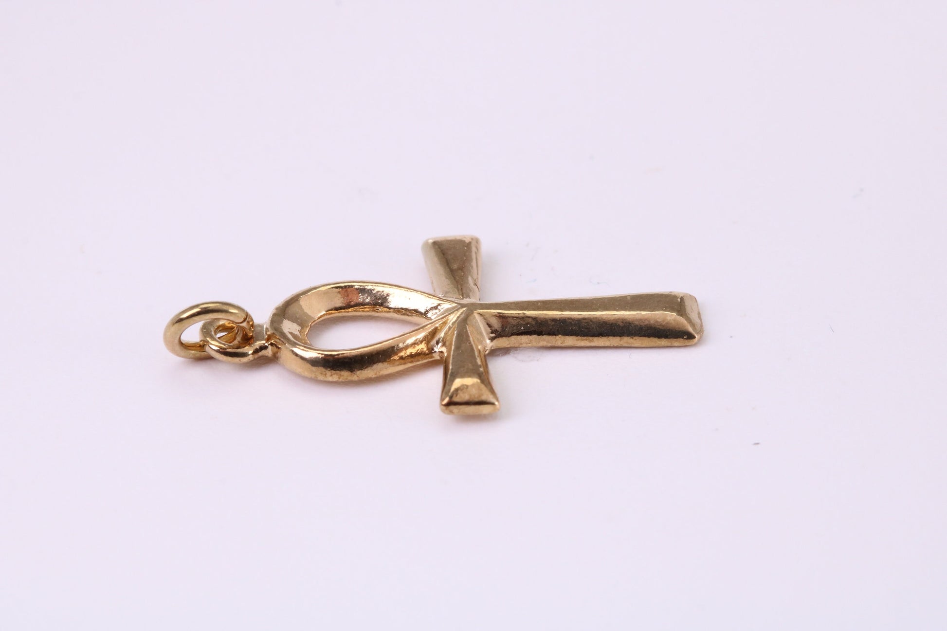 28 mm Long Gold Ankh Cross Necklace Together with 18 Inch Long Chain, Made from Solid Yellow Gold, British Hallmarked