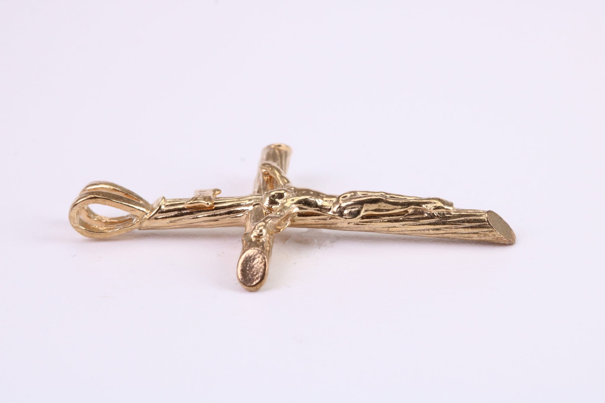 35 mm Long Gold Crucifix Necklace Together with 18 Inch Long Chain, Made from Solid Yellow Gold, British Hallmarked