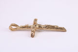 35 mm Long Gold Crucifix Necklace Together with 18 Inch Long Chain, Made from Solid Yellow Gold, British Hallmarked