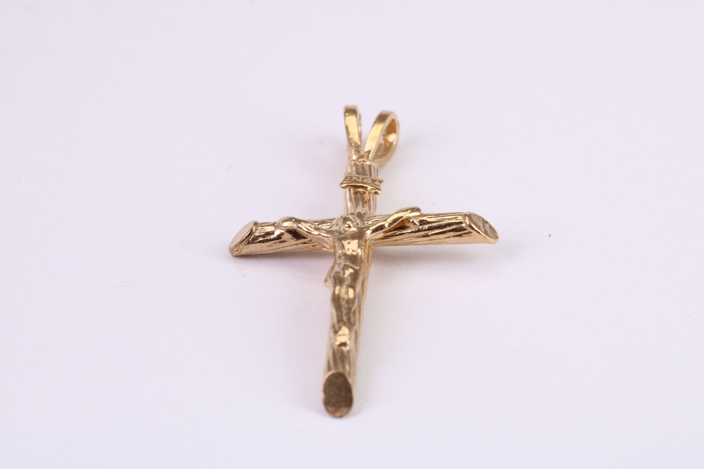 35 mm Long Gold Crucifix Necklace Together with 18 Inch Long Chain, Made from Solid Yellow Gold, British Hallmarked