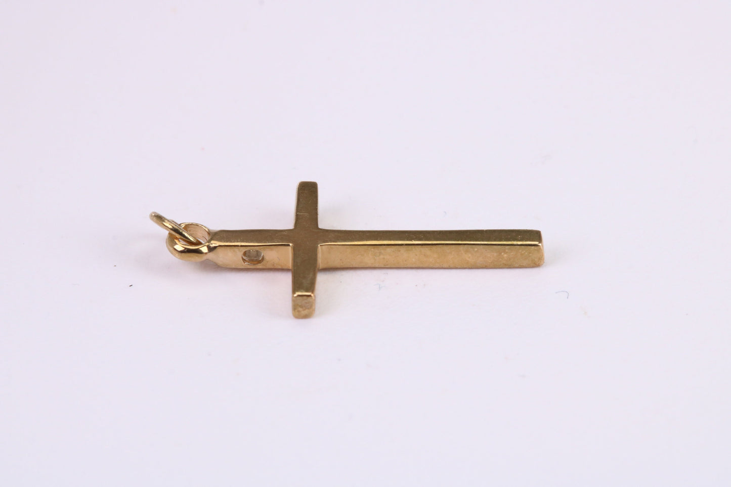 Simple 25 mm Long Gold Cross Necklace Together with 18 Inch Long Chain, Made from Solid Yellow Gold, British Hallmarked