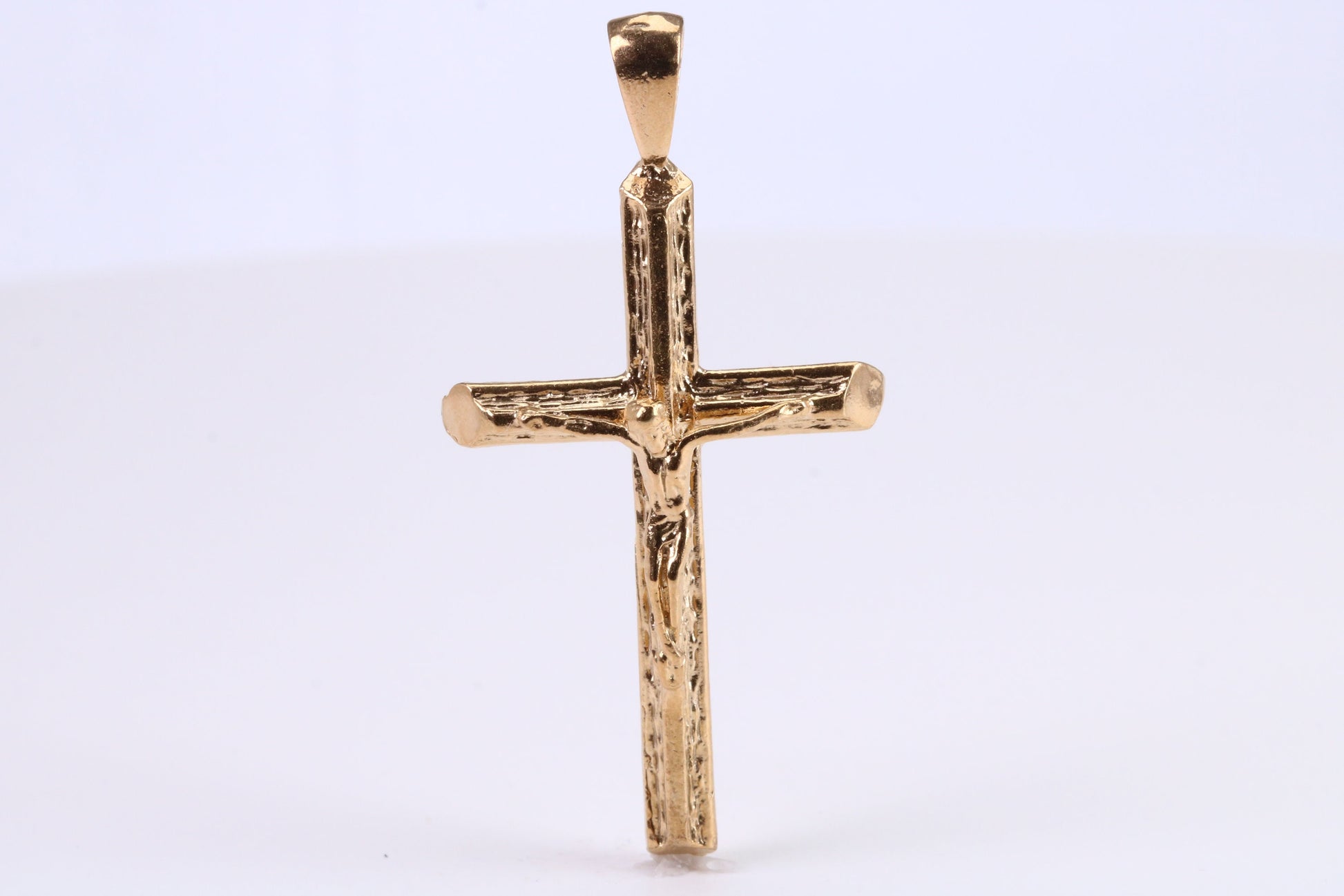 Large 53 mm Long Gold Crucifix, Made from Solid Yellow Gold, British Hallmarked