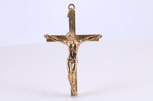 Large and Chunky 54 mm Long Gold Crucifix, Made from Solid Yellow Gold, British Hallmarked