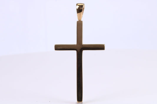 Large 60 mm Long Gold Cross, Plain Polished with a Good Weighty Feel, Made from Solid Yellow Gold, British Hallmarked