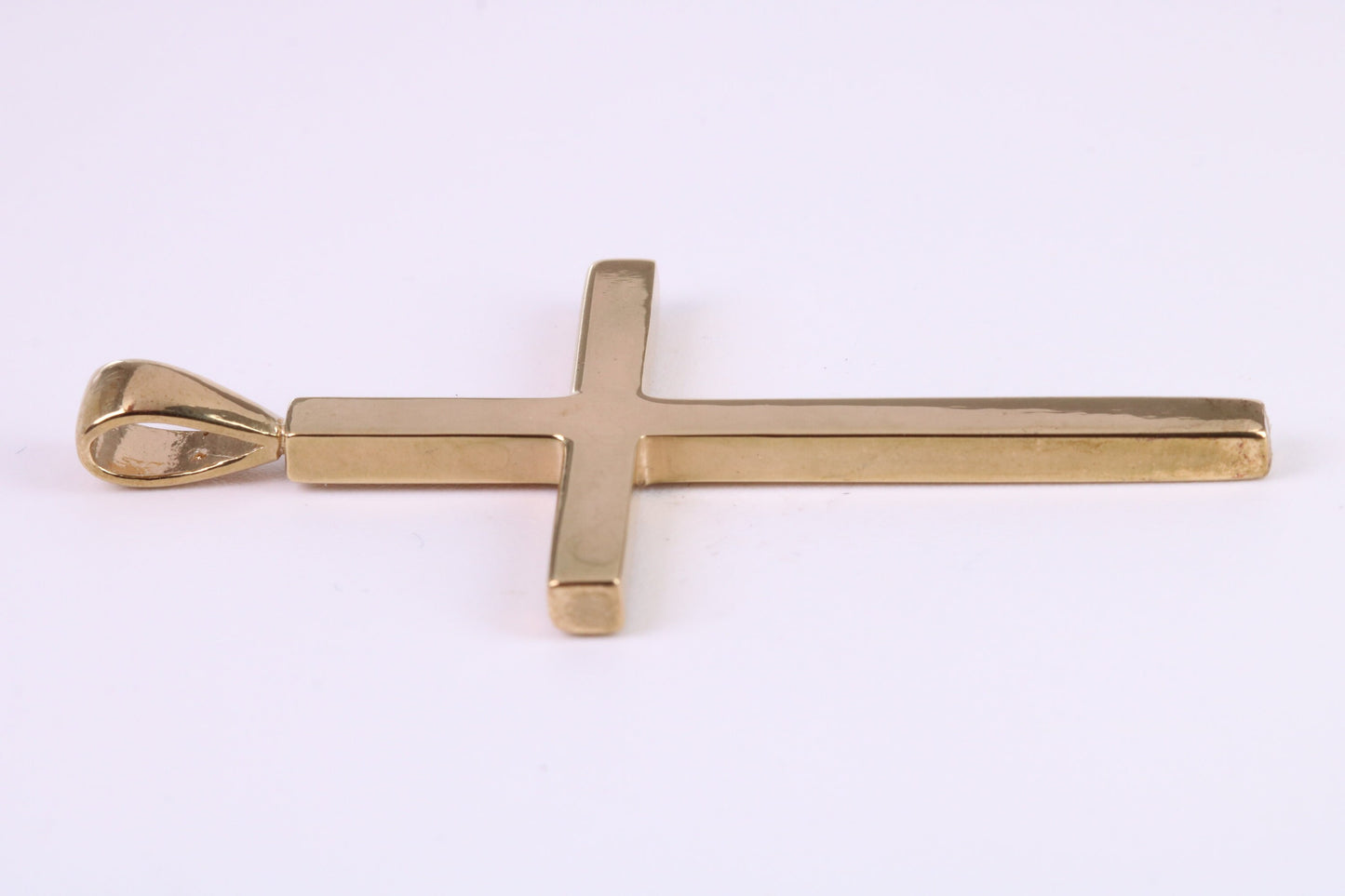 Large 60 mm Long Gold Cross, Plain Polished with a Good Weighty Feel, Made from Solid Yellow Gold, British Hallmarked