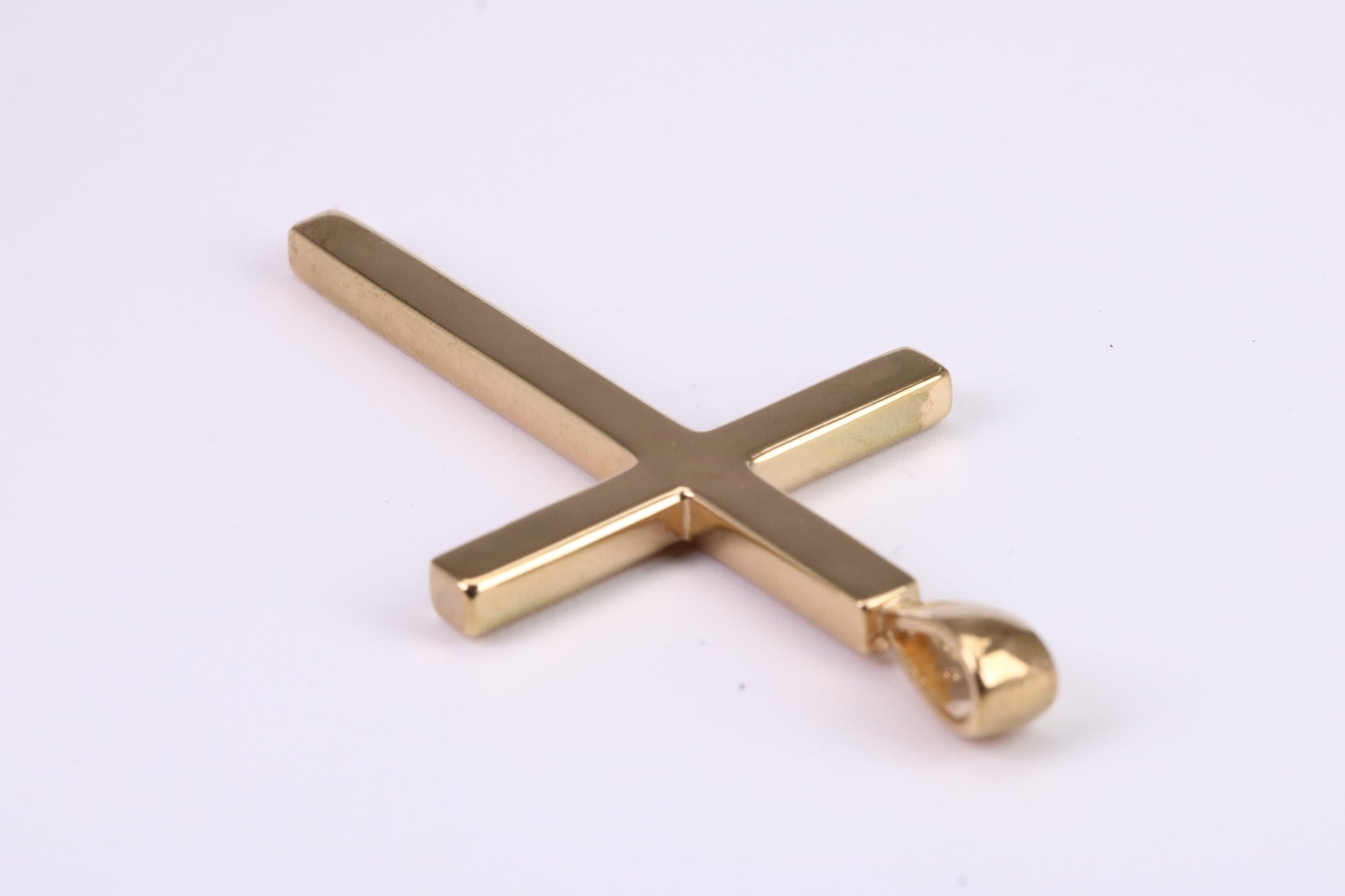 Large 60 mm Long Gold Cross, Plain Polished with a Good Weighty Feel, Made from Solid Yellow Gold, British Hallmarked