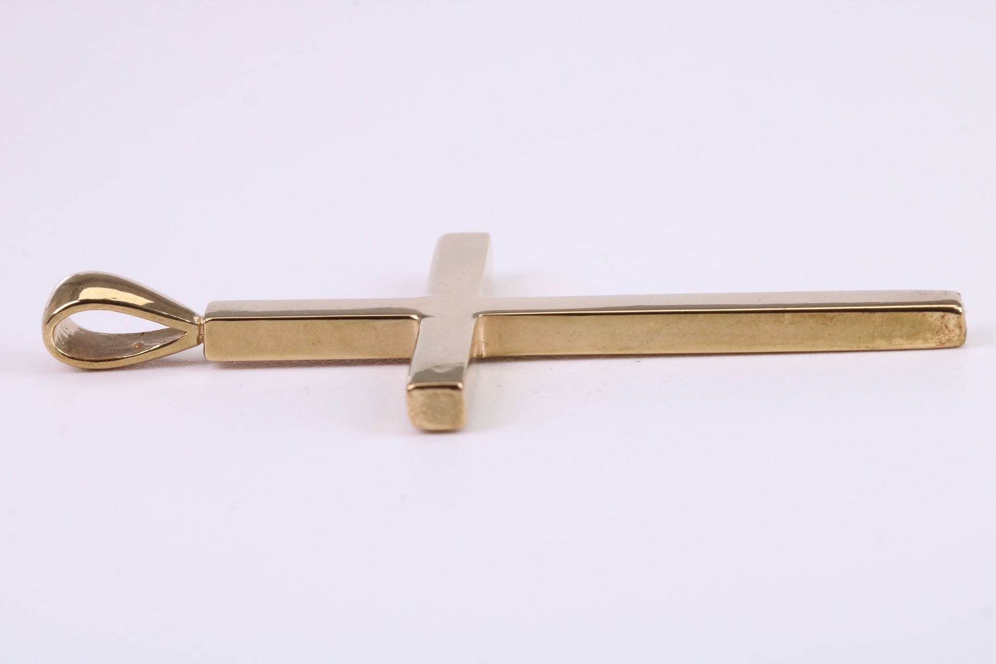 Large 60 mm Long Gold Cross, Plain Polished with a Good Weighty Feel, Made from Solid Yellow Gold, British Hallmarked