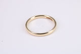2 mm Wide Simple Comfort Court Profile Wedding Band, Made from Solid Yellow Gold, British Hallmarked