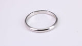 2 mm Wide Simple Traditional D Profile Wedding Band, Made from Solid White Gold, British Hallmarked