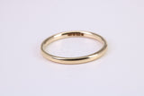 1.70 mm Wide Simple Comfort Court Profile Wedding Band, Made from Solid Yellow Gold, British Hallmarked