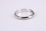 2.50 mm Wide Simple Traditional D Profile Wedding Band, Made from Solid White Gold, British Hallmarked