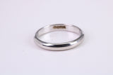 2.50 mm Wide Simple Traditional D Profile Wedding Band, Made from Solid White Gold, British Hallmarked