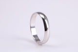 3 mm Wide Simple Traditional D Profile Wedding Band, Made from Solid White Gold, British Hallmarked