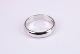 4 mm Wide Simple Traditional D Profile Wedding Band, Made from Solid White Gold, British Hallmarked