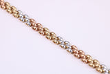 Three Tone Link Bracelet, Made From Solid Yellow, Rose and White Gold, British Hallmarked, Luxury Gift Boxed
