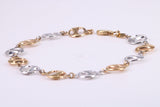 Round Patterned Link Bracelet, Made From Solid Yellow and White Gold, British Hallmarked, Luxury Gift Boxed