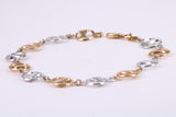 Round Patterned Link Bracelet, Made From Solid Yellow and White Gold, British Hallmarked, Luxury Gift Boxed