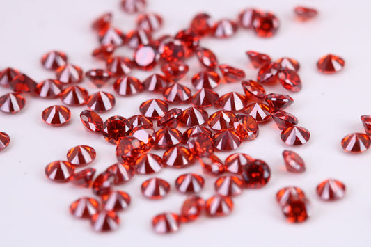 Round cut AAA Grade Hessonite Garnet Cubic Zirconia, Top Colour and Luster, Choice of Sizes, Calibrated Sizing, Multi Pack of 10