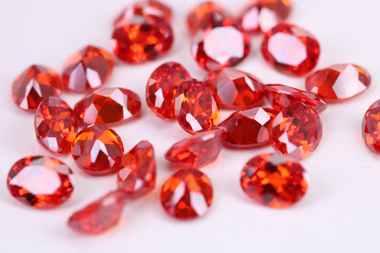 Oval cut AAA Grade Hessonite Garnet Cubic Zirconia, Top Colour and Luster, Choice of Sizes, Calibrated Sizing, Multi Pack of 10