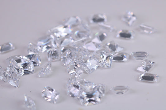 Emerald cut AAA Grade Diamond White Cubic Zirconia, Top Colour and Luster, Choice of Sizes, Calibrated Sizing, Multi Pack of 10