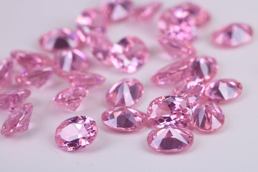 Oval cut AAA Grade Pink Cubic Zirconia, Top Colour and Luster, Choice of Sizes, Calibrated Sizing, Multi Pack of 10